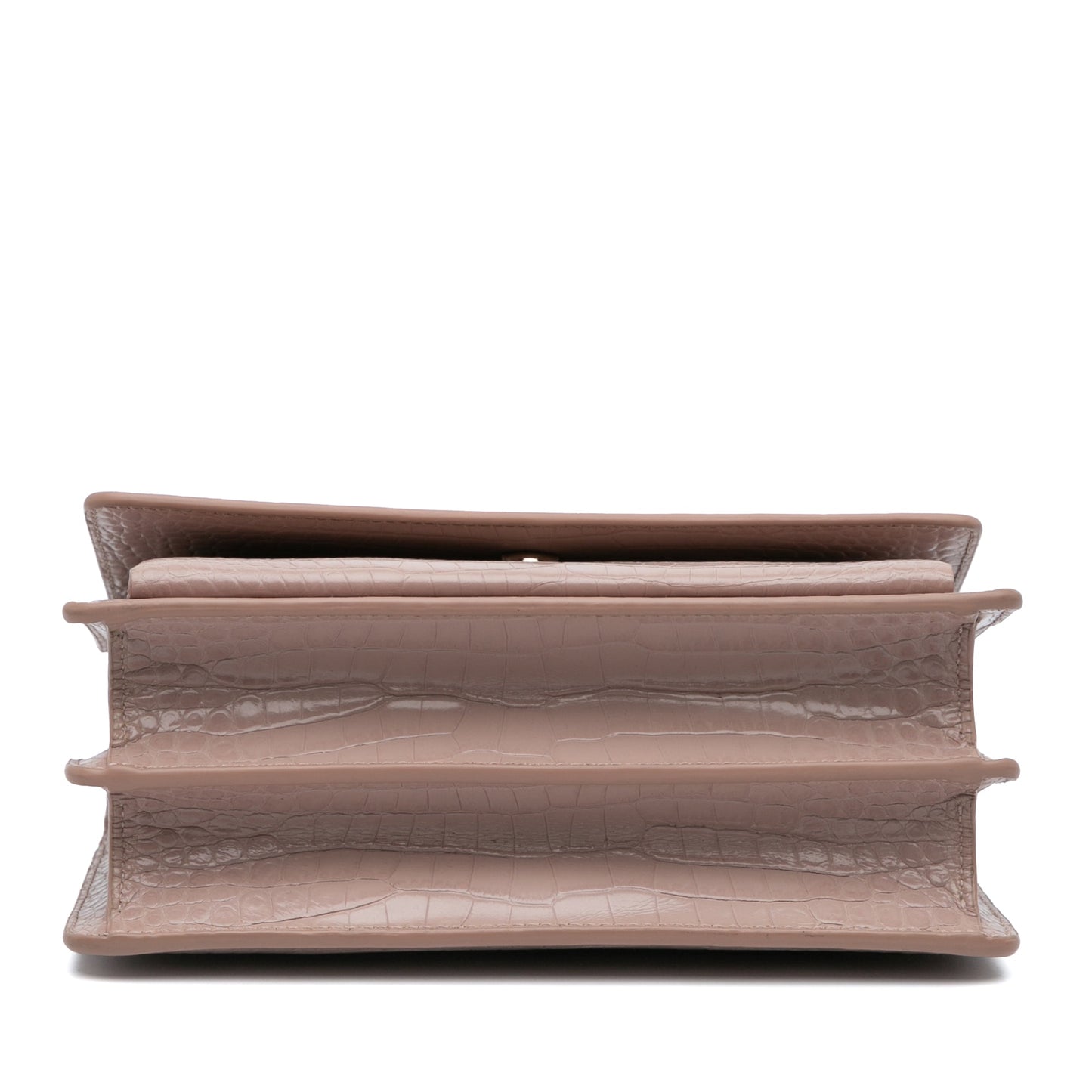 Saint Laurent Medium Croc Embossed Monogram Sunset Bag Pink