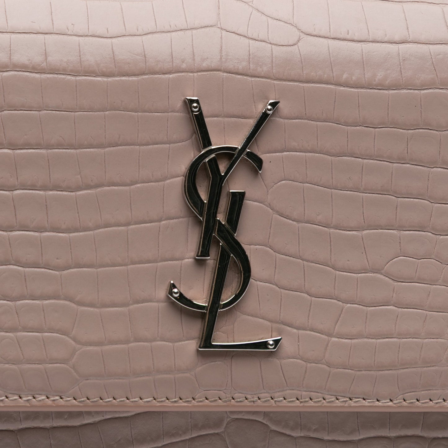 Saint Laurent Medium Croc Embossed Monogram Sunset Bag Pink