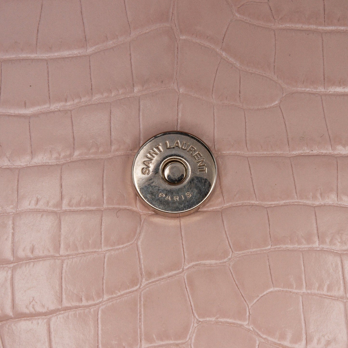 Saint Laurent Medium Croc Embossed Monogram Sunset Bag Pink