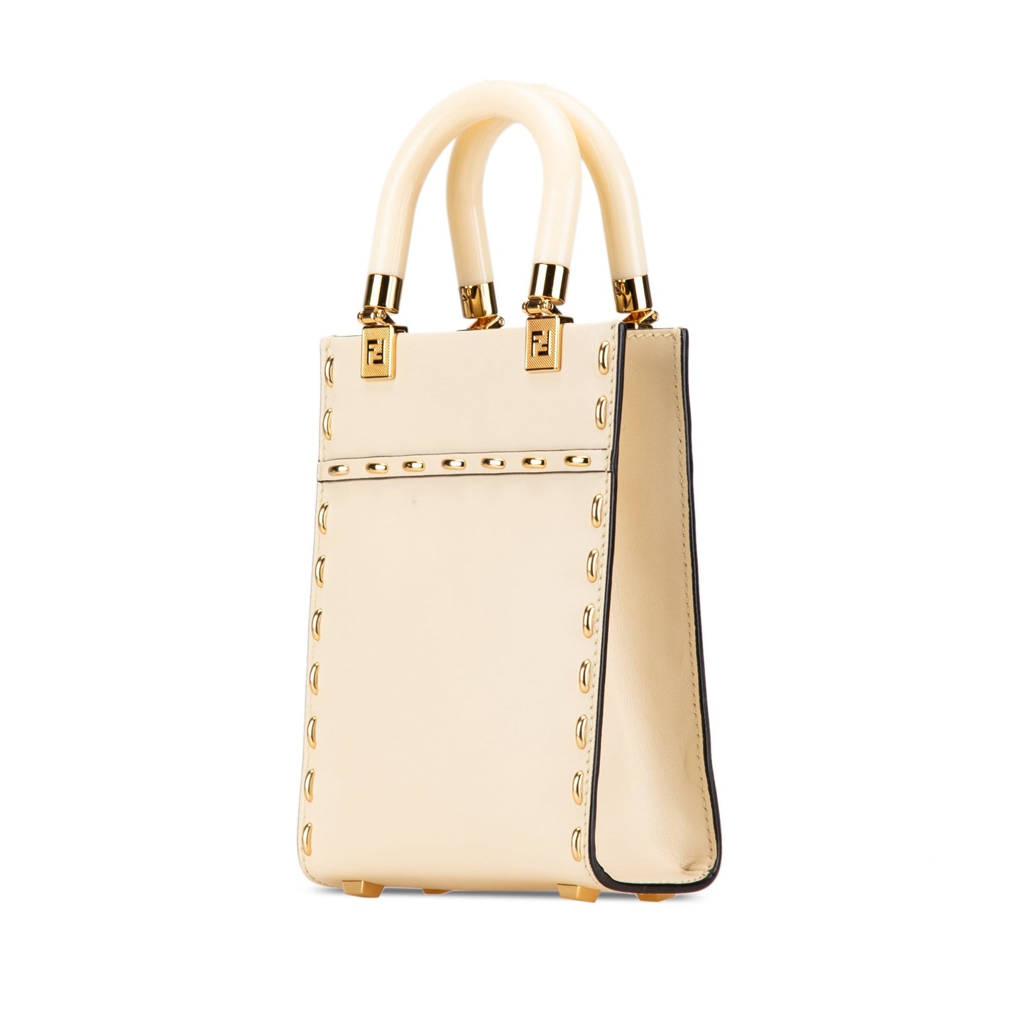 Fendi Mini Leather Sunshine Shopper Tote White