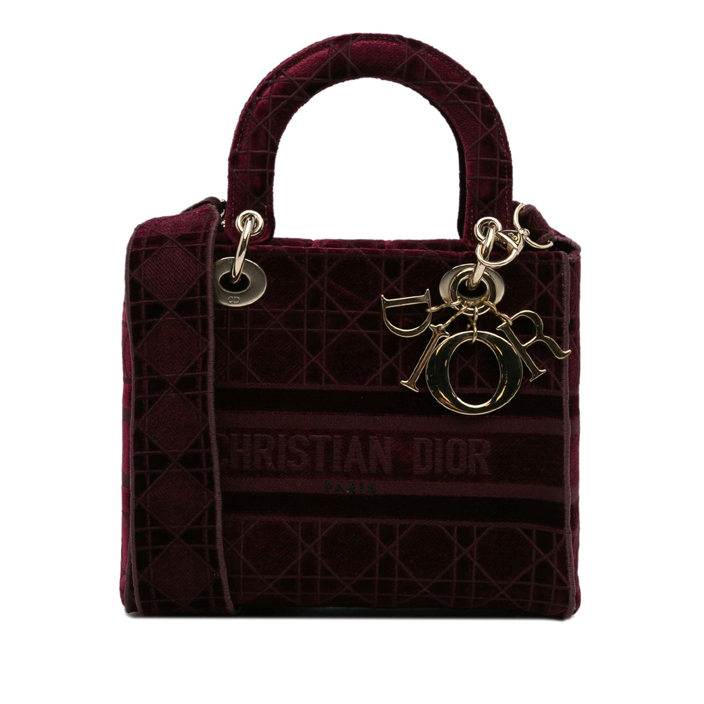 Dior Medium Velvet Cannage Lady D Lite Red