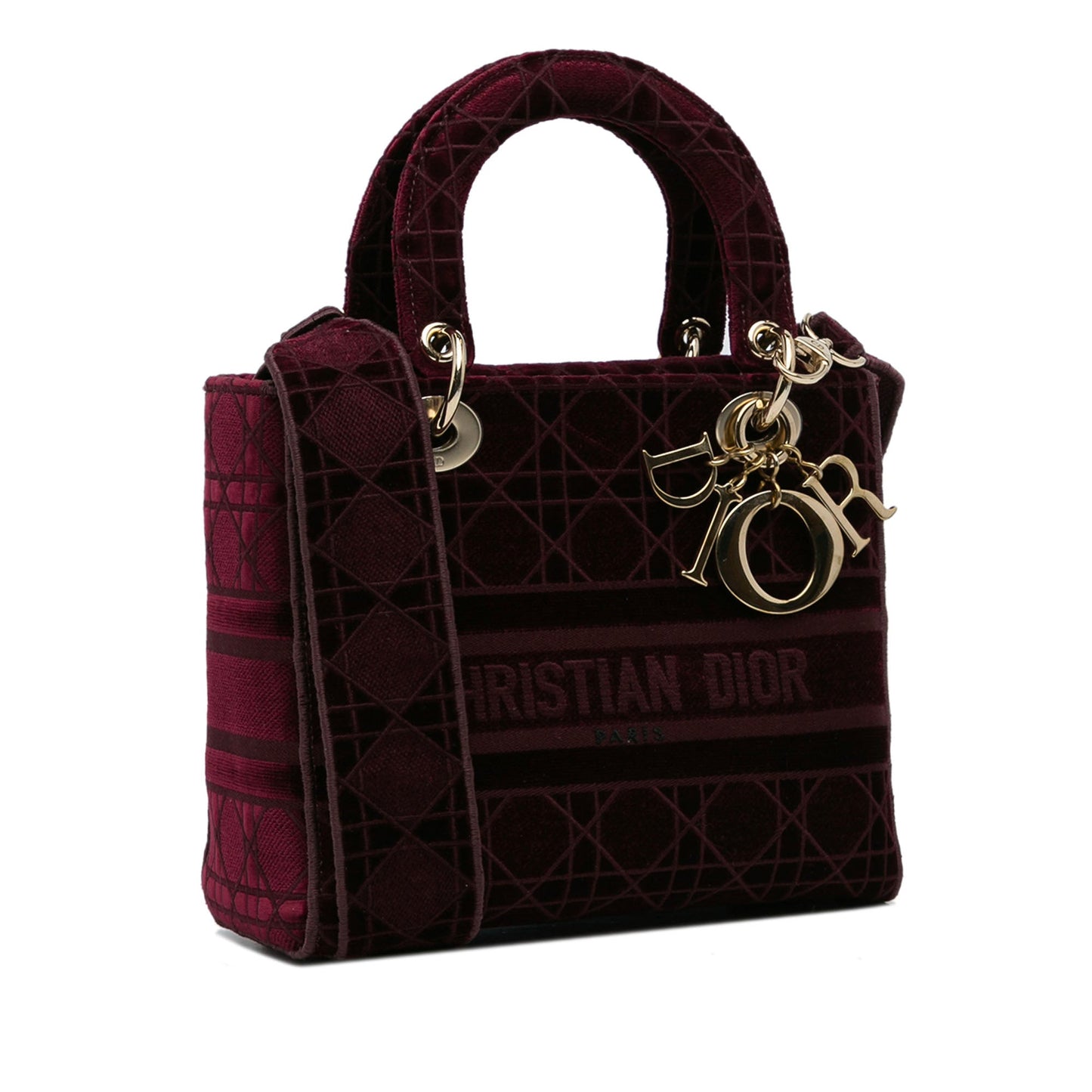 Dior Medium Velvet Cannage Lady D Lite Red