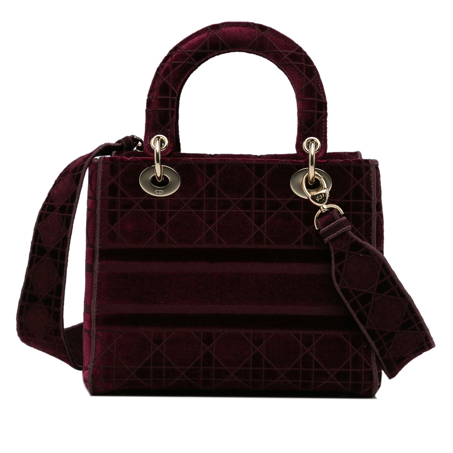 Dior Medium Velvet Cannage Lady D Lite Red