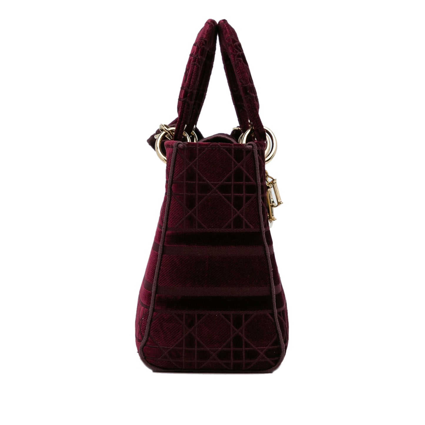 Dior Medium Velvet Cannage Lady D Lite Red