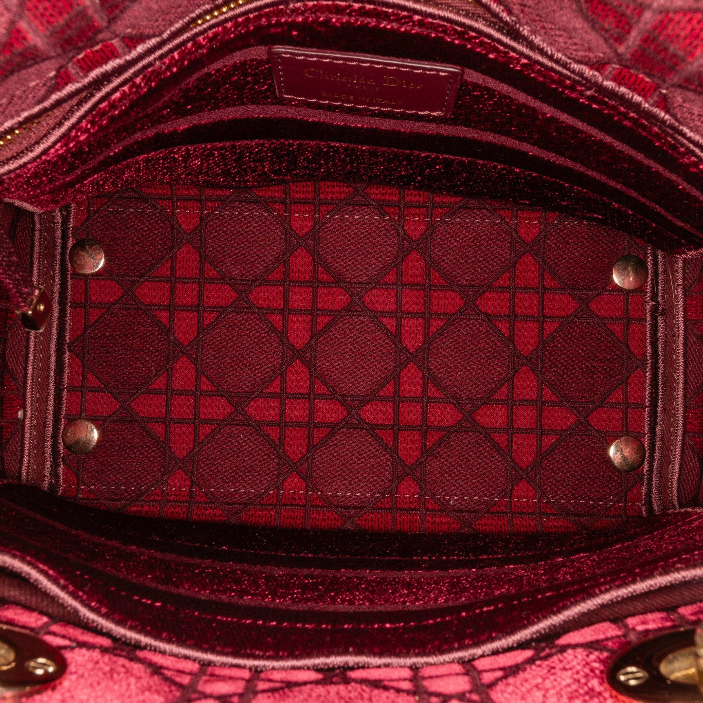 Dior Medium Velvet Cannage Lady D Lite Red
