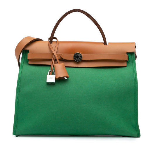 Hermès Toile Herbag Zip 31 Green