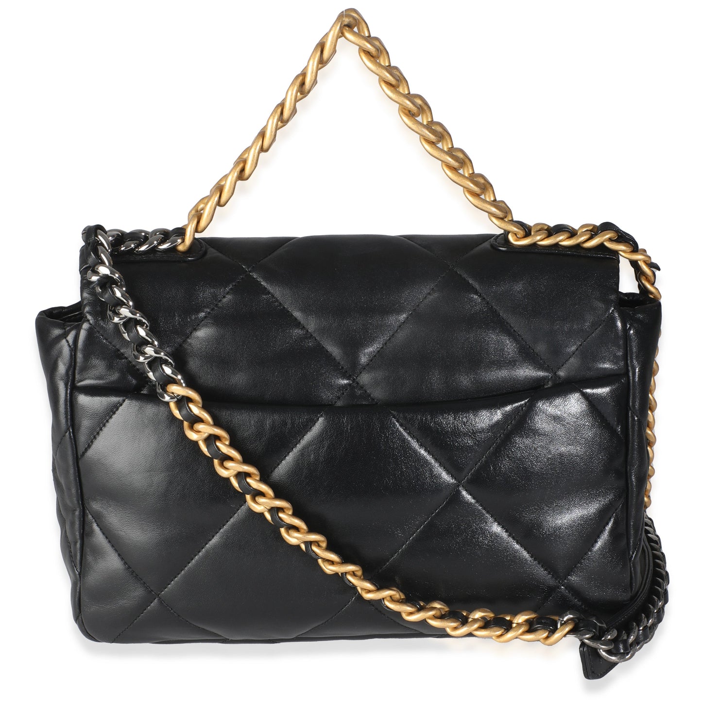 Black Shiny Lambskin Large Chanel 19 Flap Bag