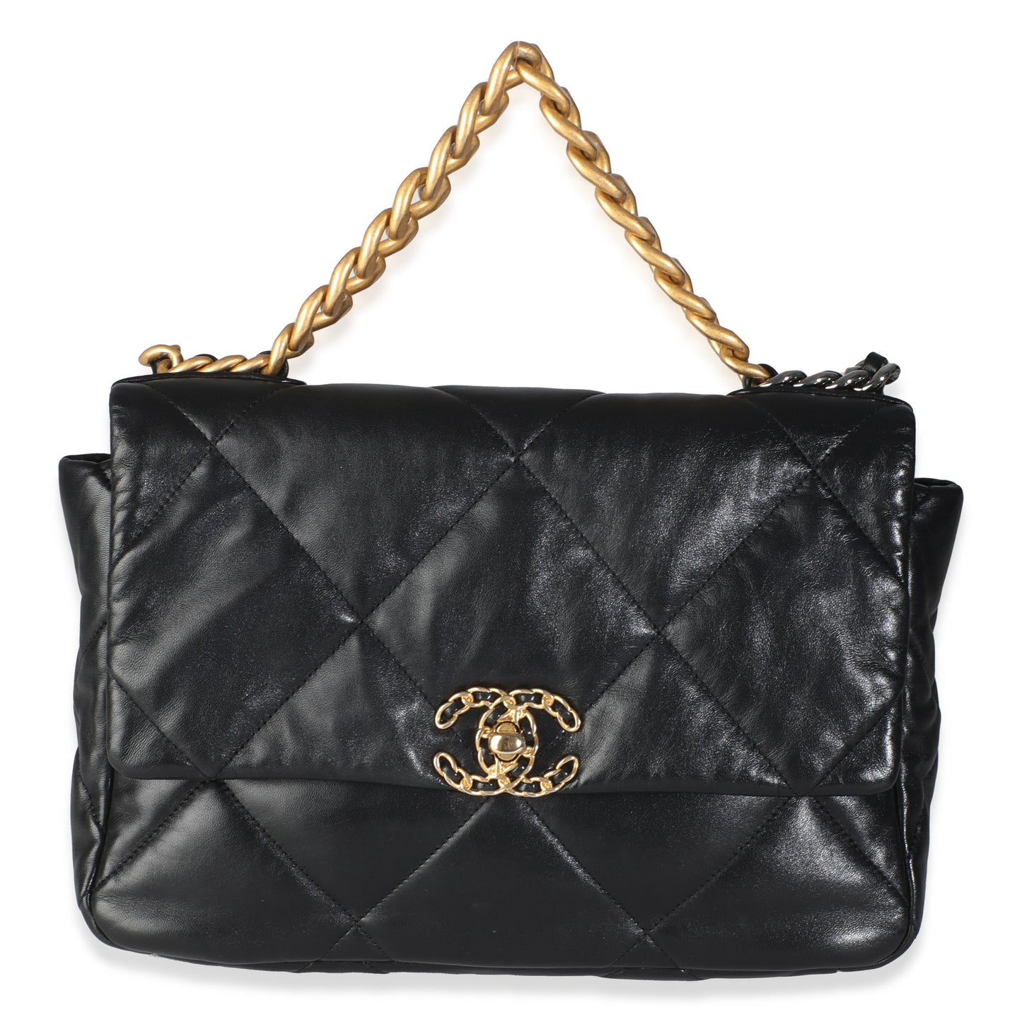 Black Shiny Lambskin Large Chanel 19 Flap Bag