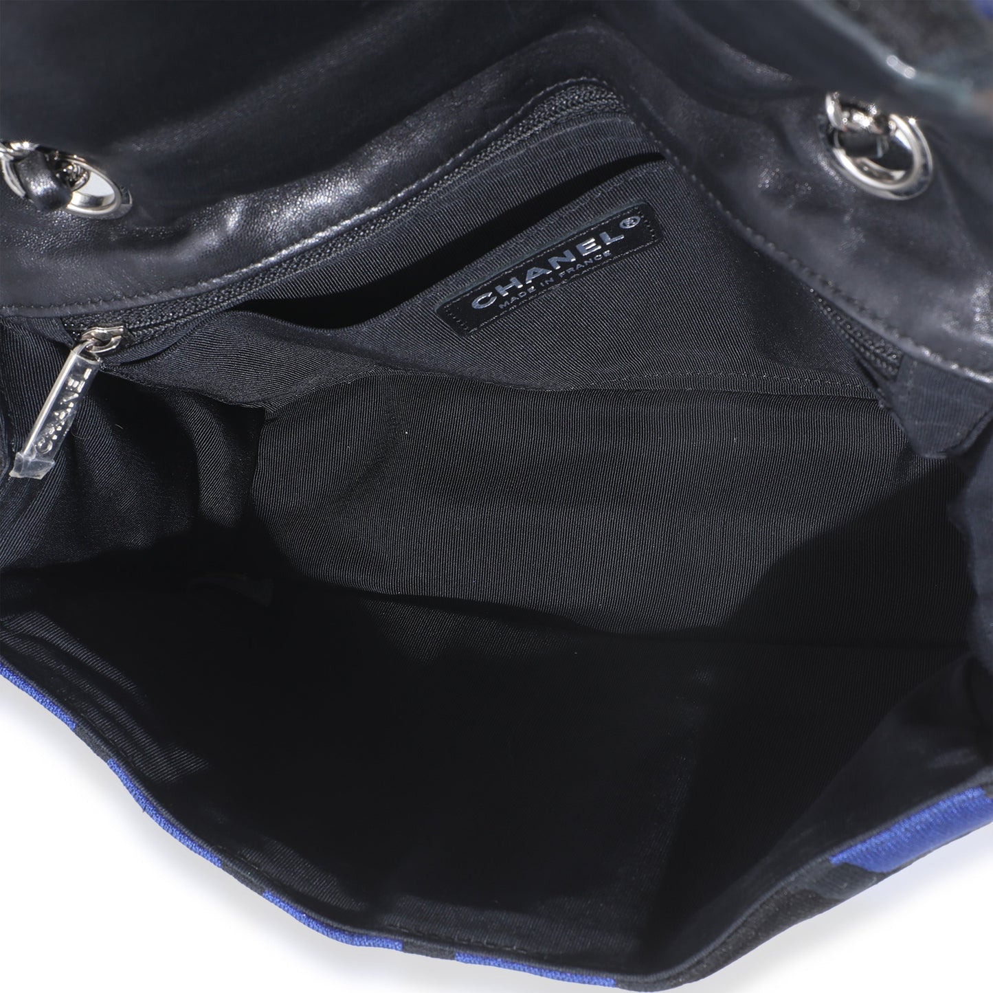 Blue Black Colorblock Jersey Medium Flap Bag