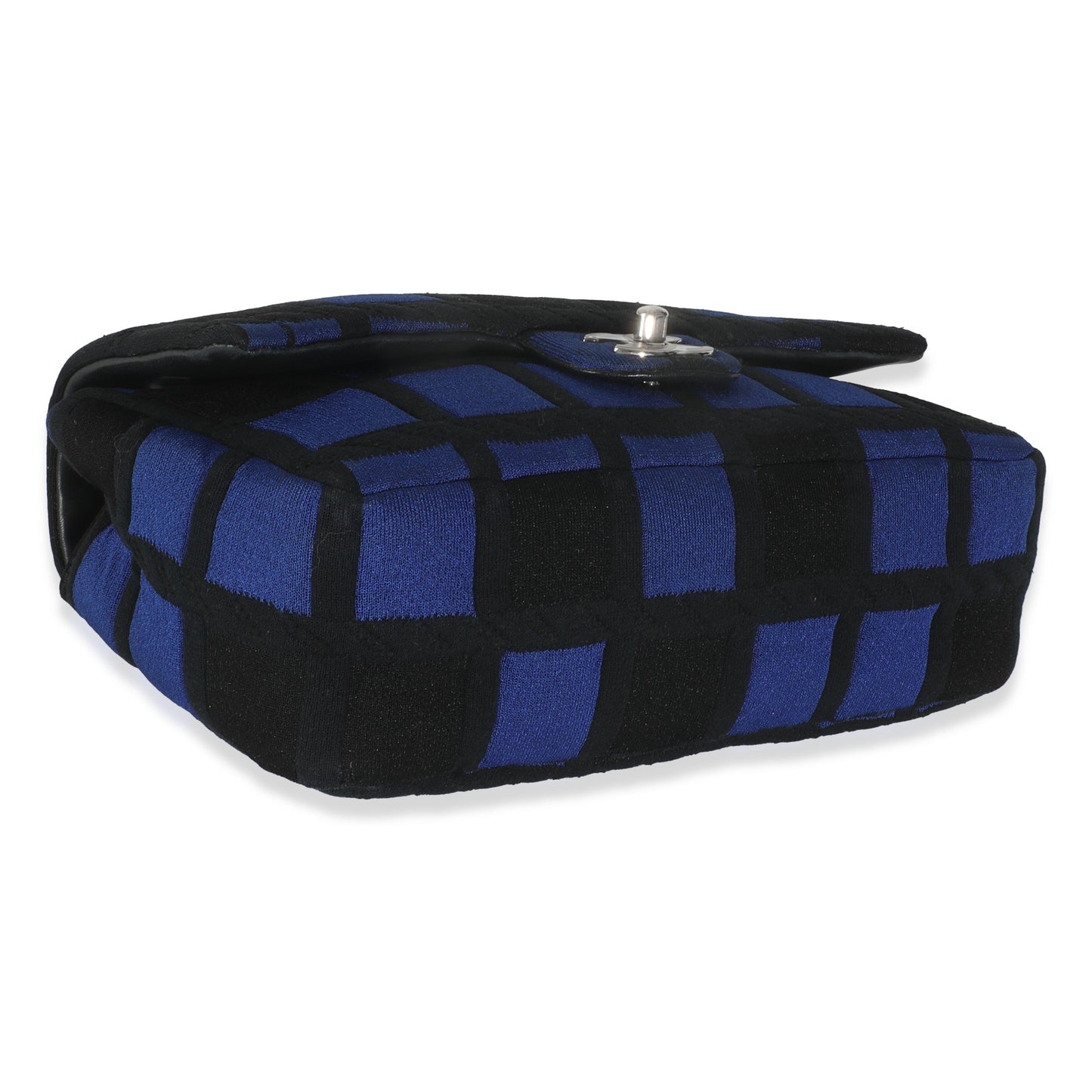 Blue Black Colorblock Jersey Medium Flap Bag