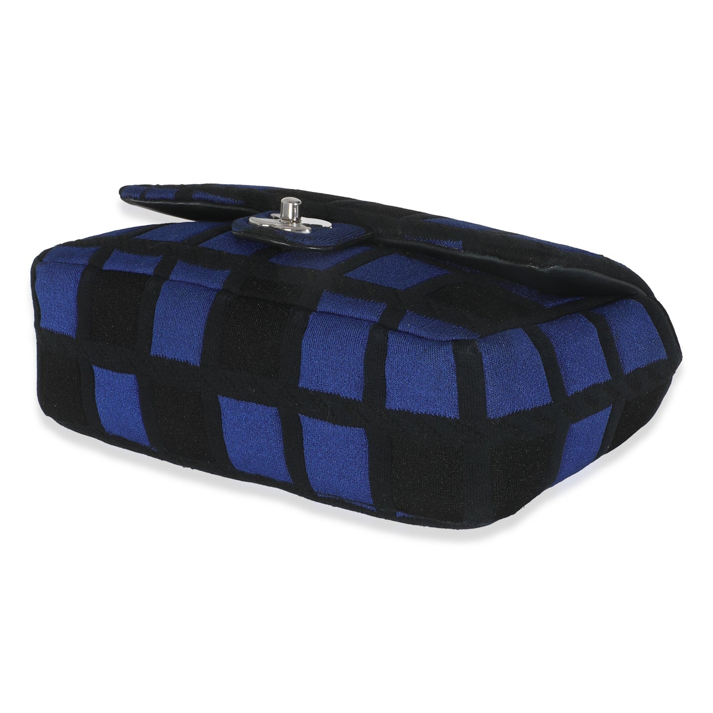 Blue Black Colorblock Jersey Medium Flap Bag
