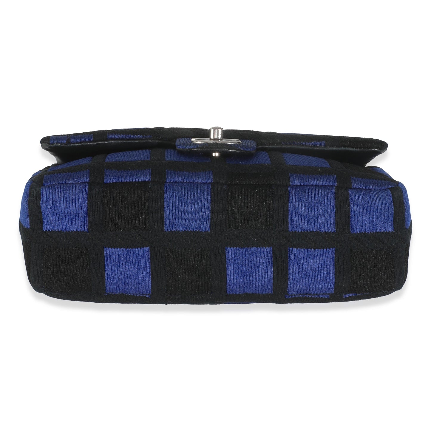Blue Black Colorblock Jersey Medium Flap Bag