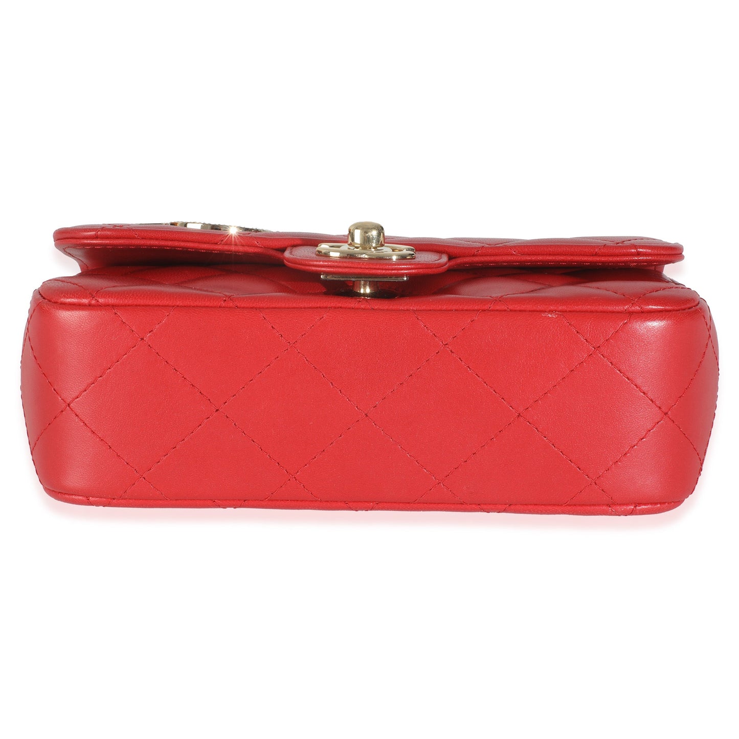 Red Quilted Lambskin V For Victory Mini Flap Bag