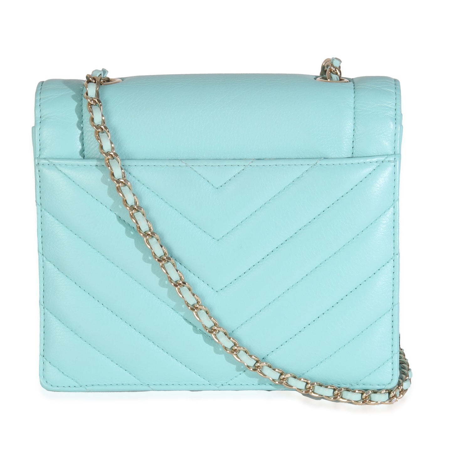 Turquoise Chevron Calfskin Envelope Flap Bag