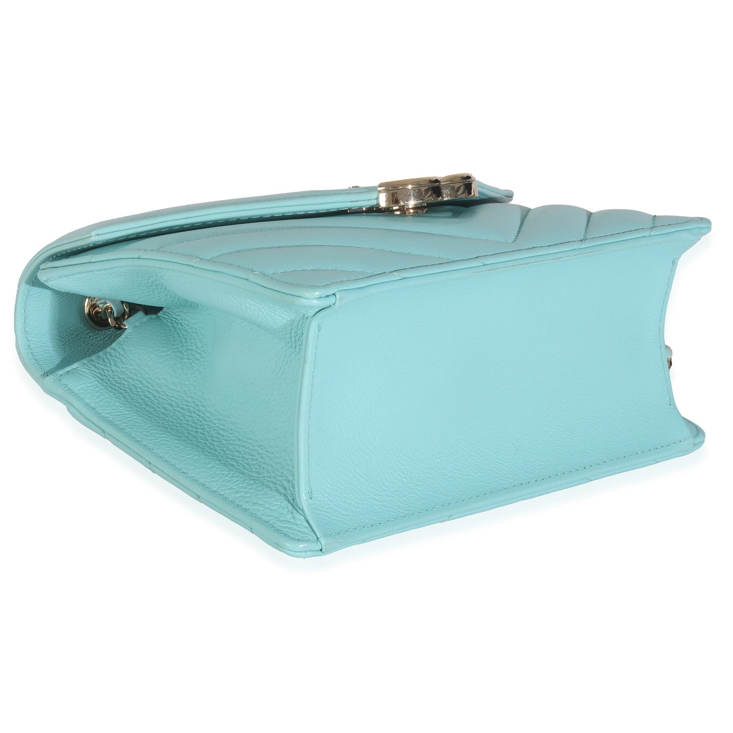 Turquoise Chevron Calfskin Envelope Flap Bag