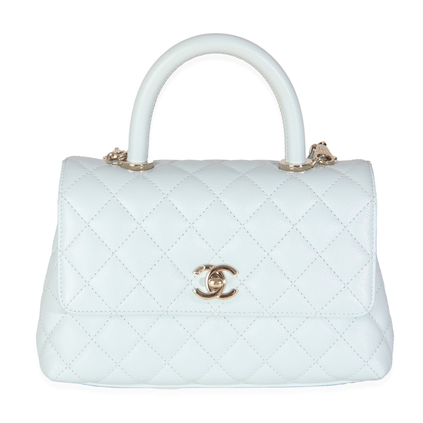 21K Blue Quilted Caviar Mini Coco Handle Flap Bag
