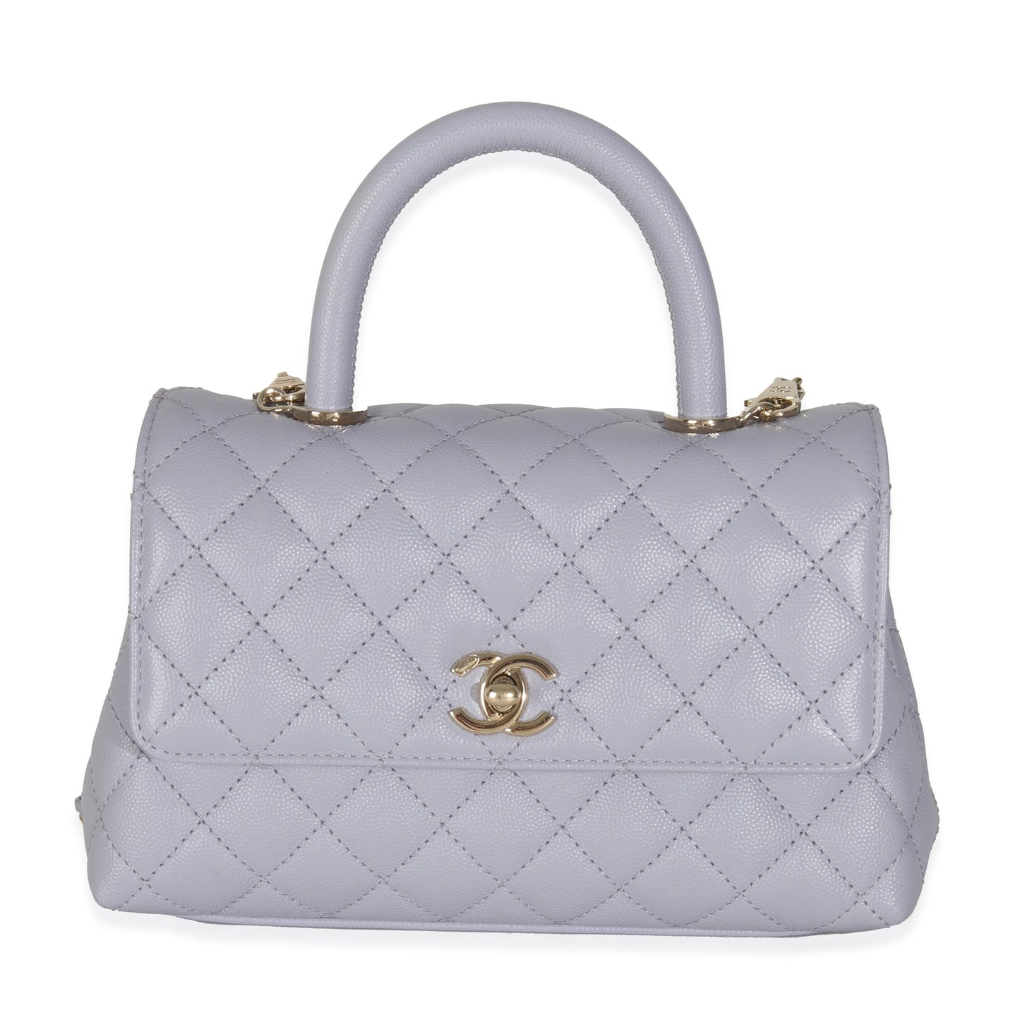 21K Purple Quilted Caviar Mini Coco Handle Flap Bag