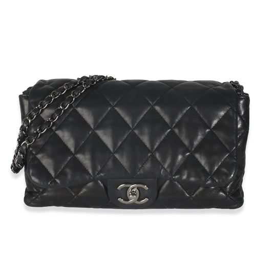 Black Quilted Lambskin Chanel 3 Accordion Flap Bag