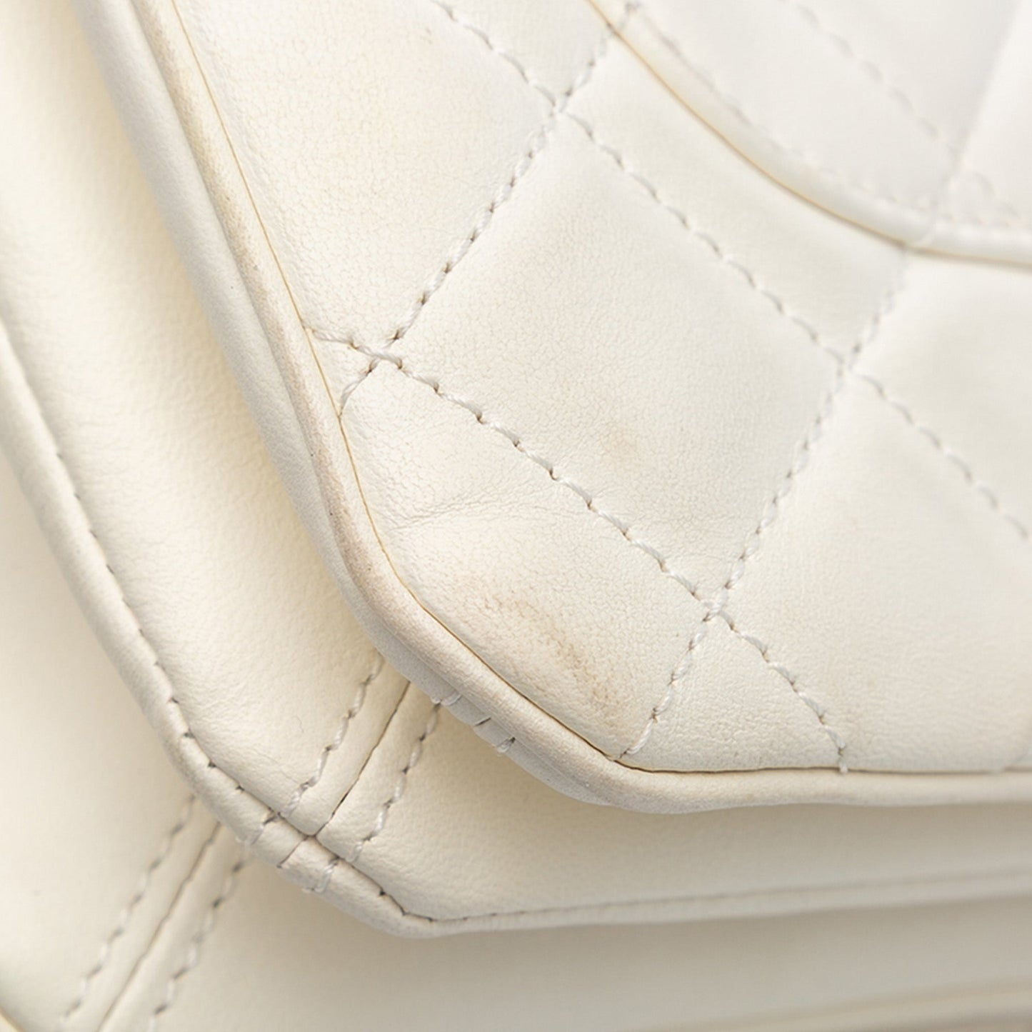 Chanel Medium Quilted Lambskin 3 Accordion Flap White