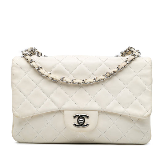 Chanel Medium Quilted Lambskin 3 Accordion Flap White