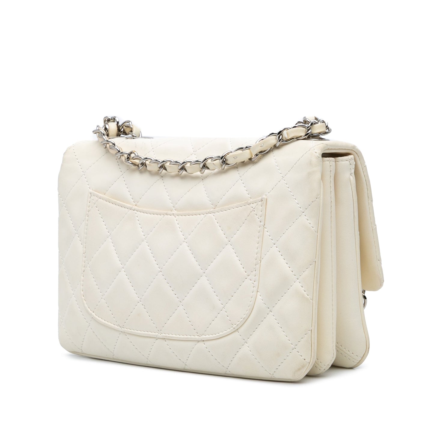 Chanel Medium Quilted Lambskin 3 Accordion Flap White