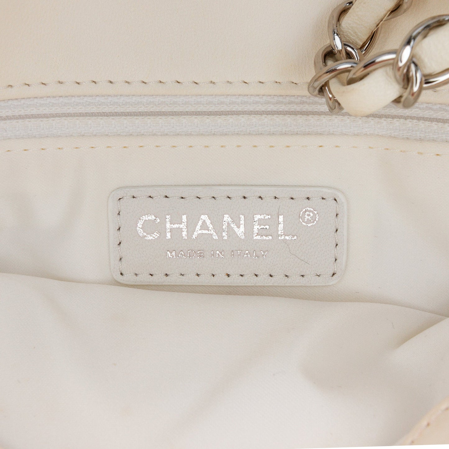Chanel Medium Quilted Lambskin 3 Accordion Flap White