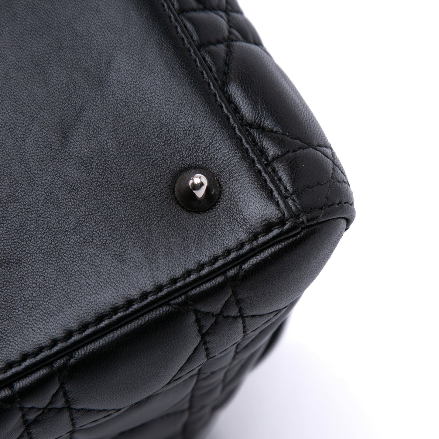 Dior Medium Lambskin Cannage Crystal Strap Lady Dior Black