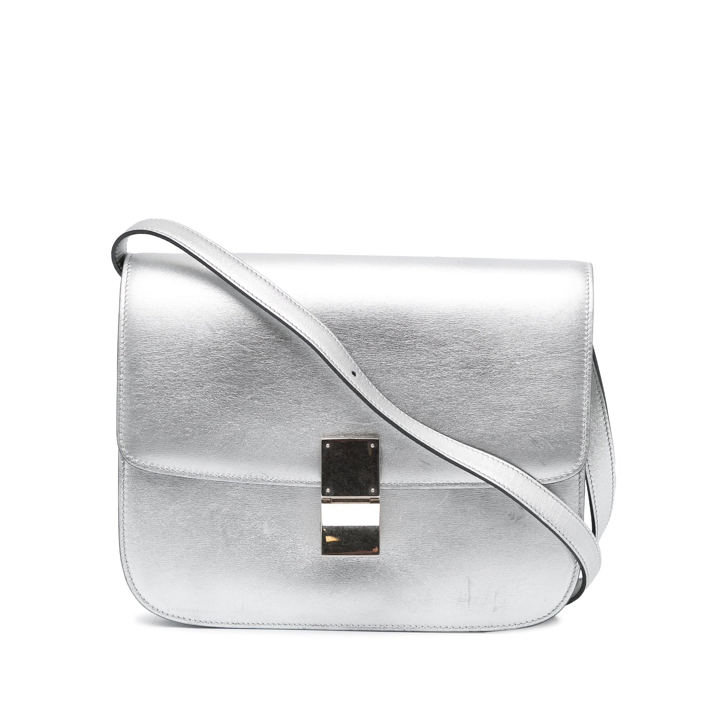 Celine Medium Calfskin Classic Box Silver