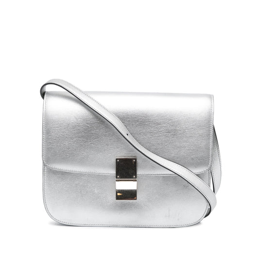 Celine Medium Calfskin Classic Box Silver