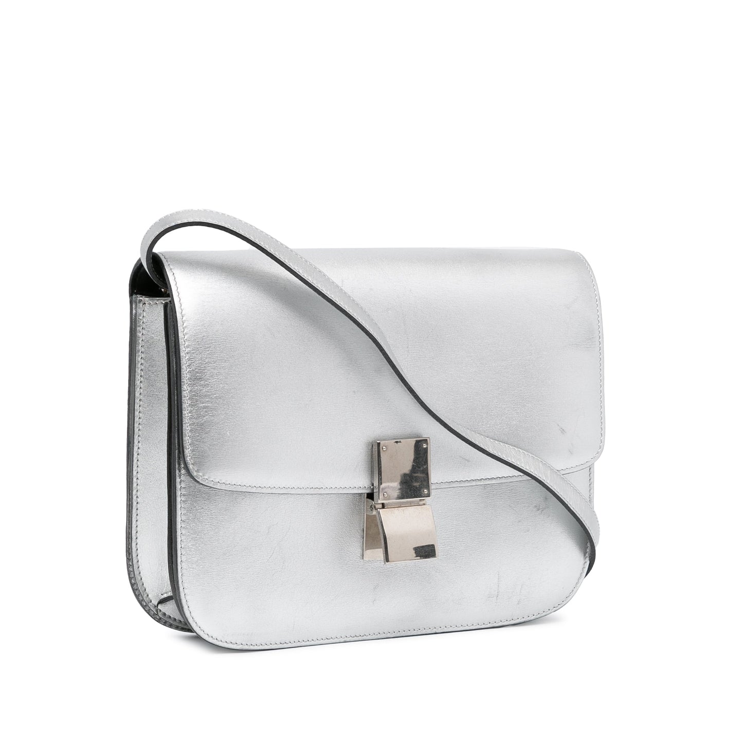 Celine Medium Calfskin Classic Box Silver