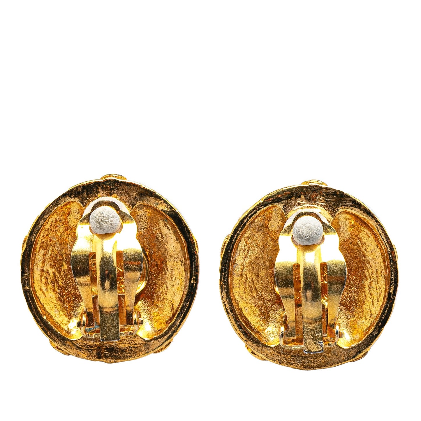 Chanel Gold Plated CC Flower Clip On Earrings Gold
