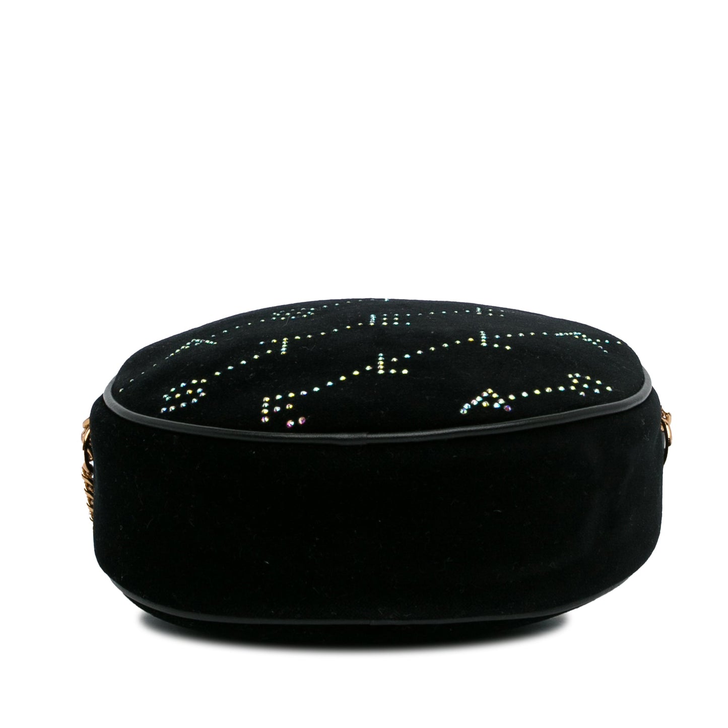 Stella McCartney Mini Crystal Monogram Round Crossbody Black