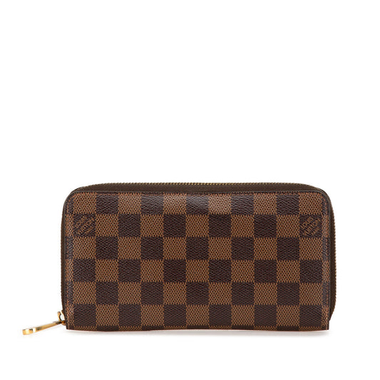 Louis Vuitton Damier Ebene Zippy Long Wallet Brown