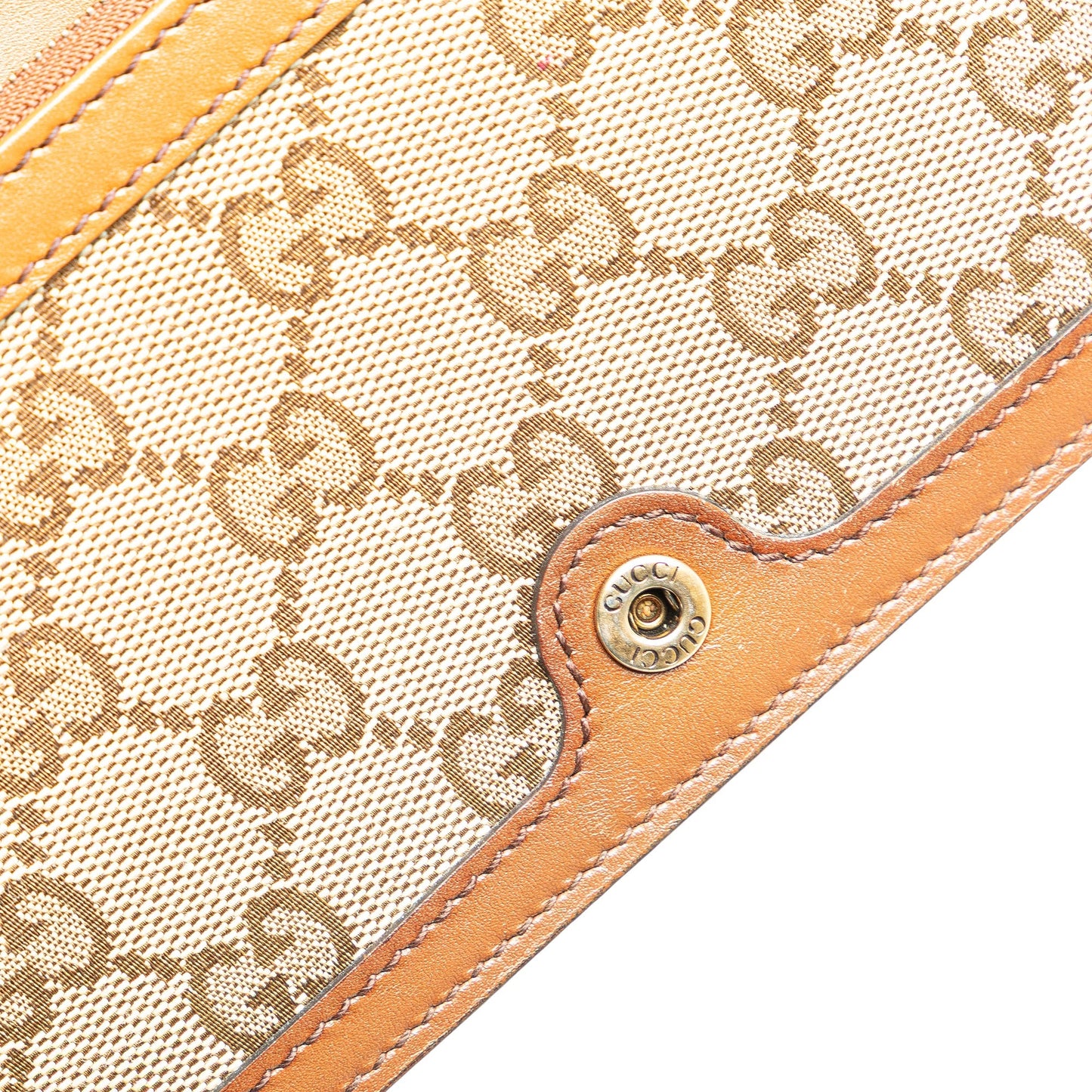 Gucci GG Canvas Lady Web Wallet On Strap Brown