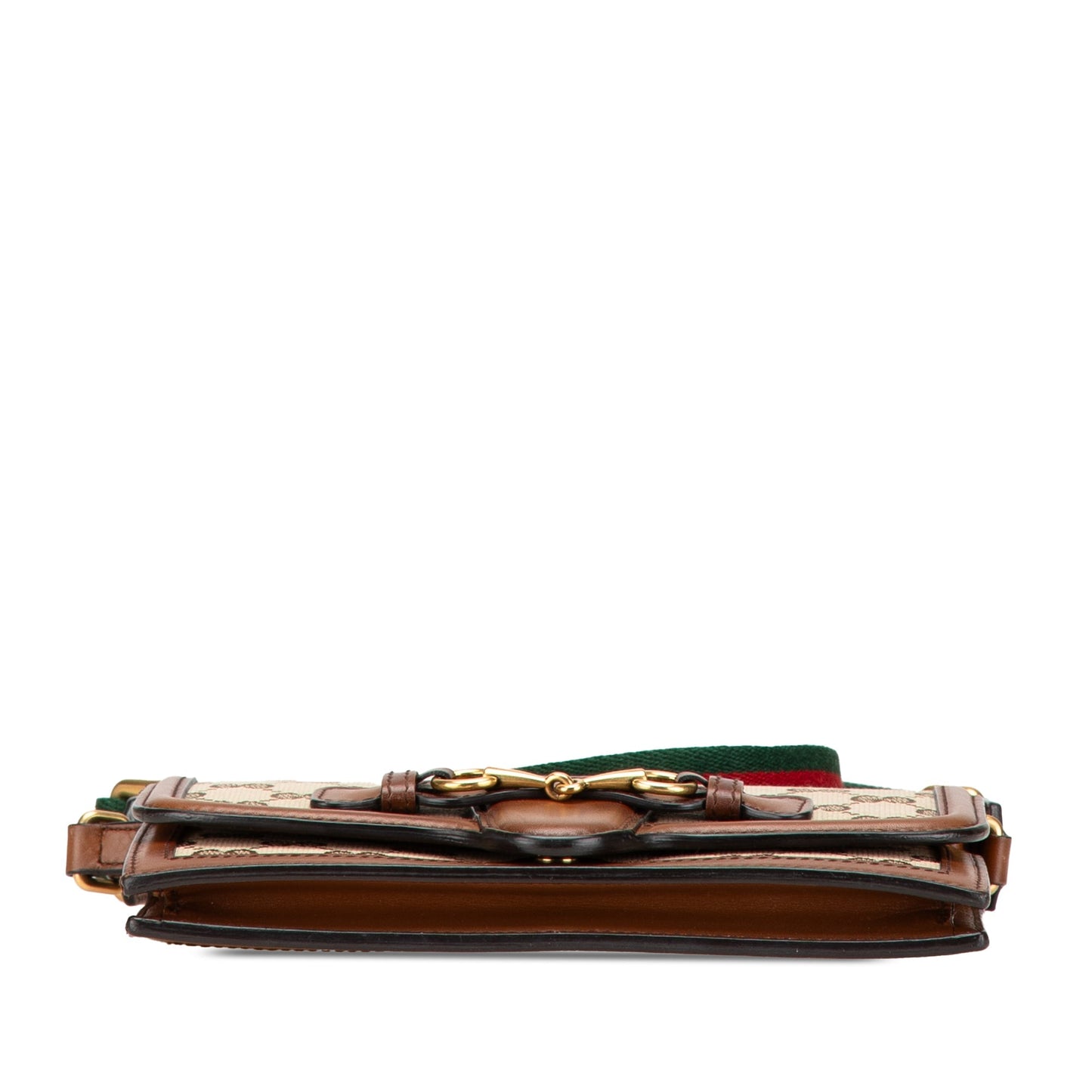 Gucci GG Canvas Lady Web Wallet On Strap Brown