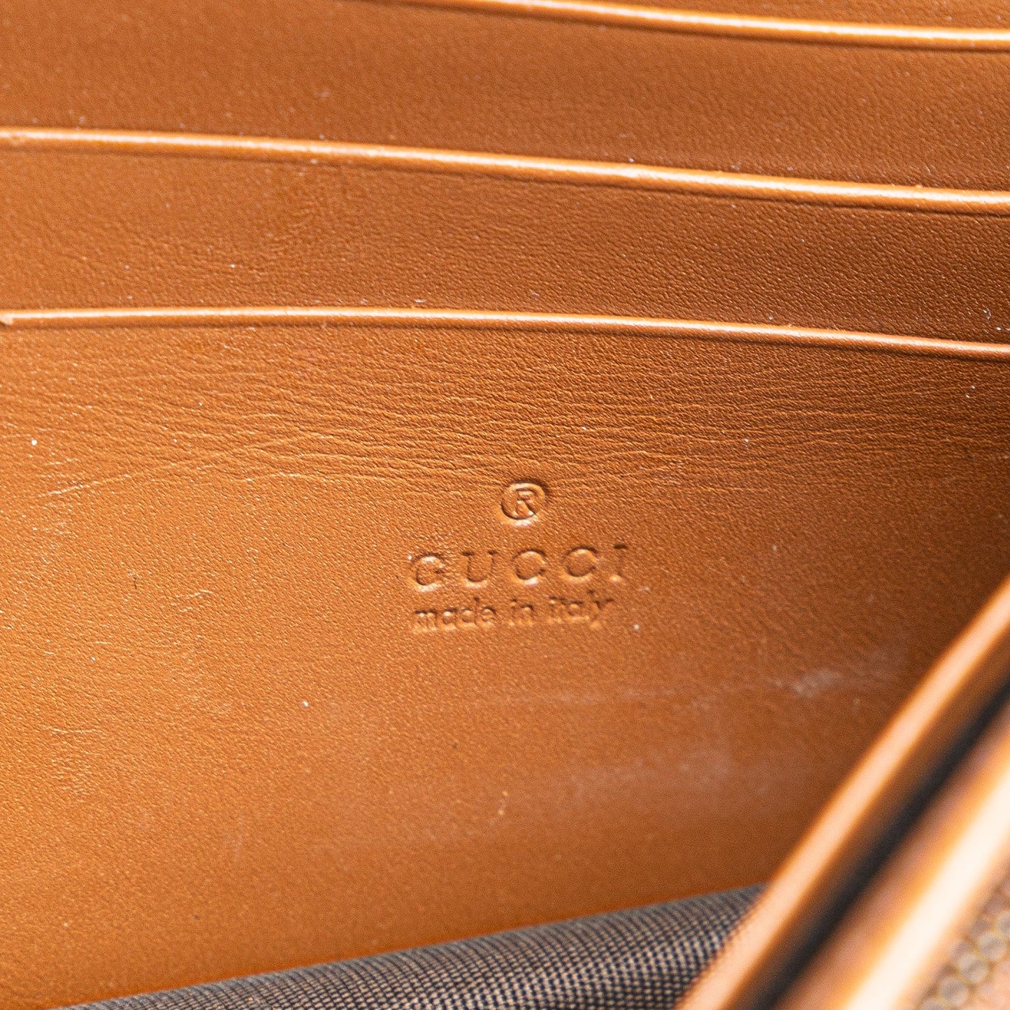 Gucci GG Canvas Lady Web Wallet On Strap Brown