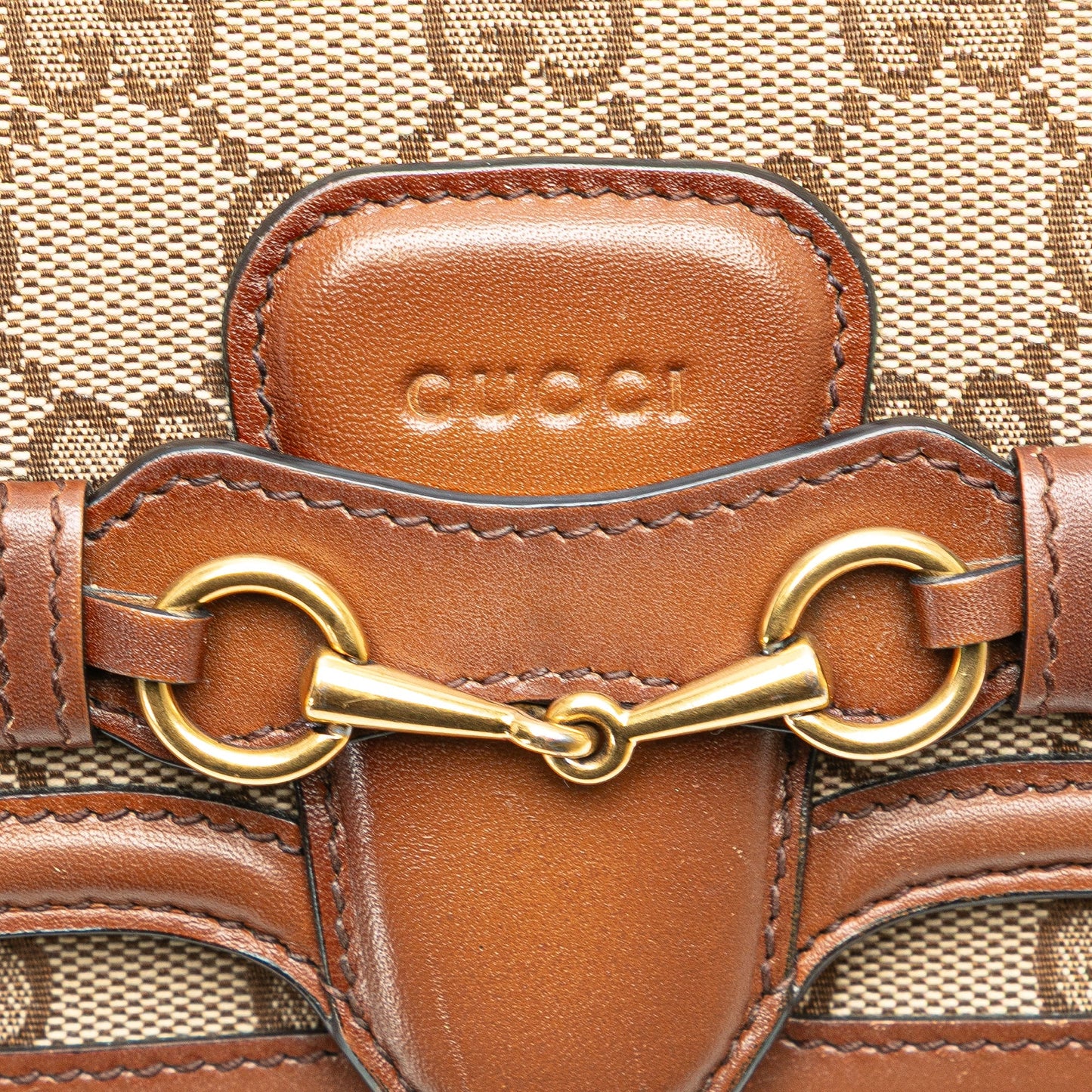 Gucci GG Canvas Lady Web Wallet On Strap Brown