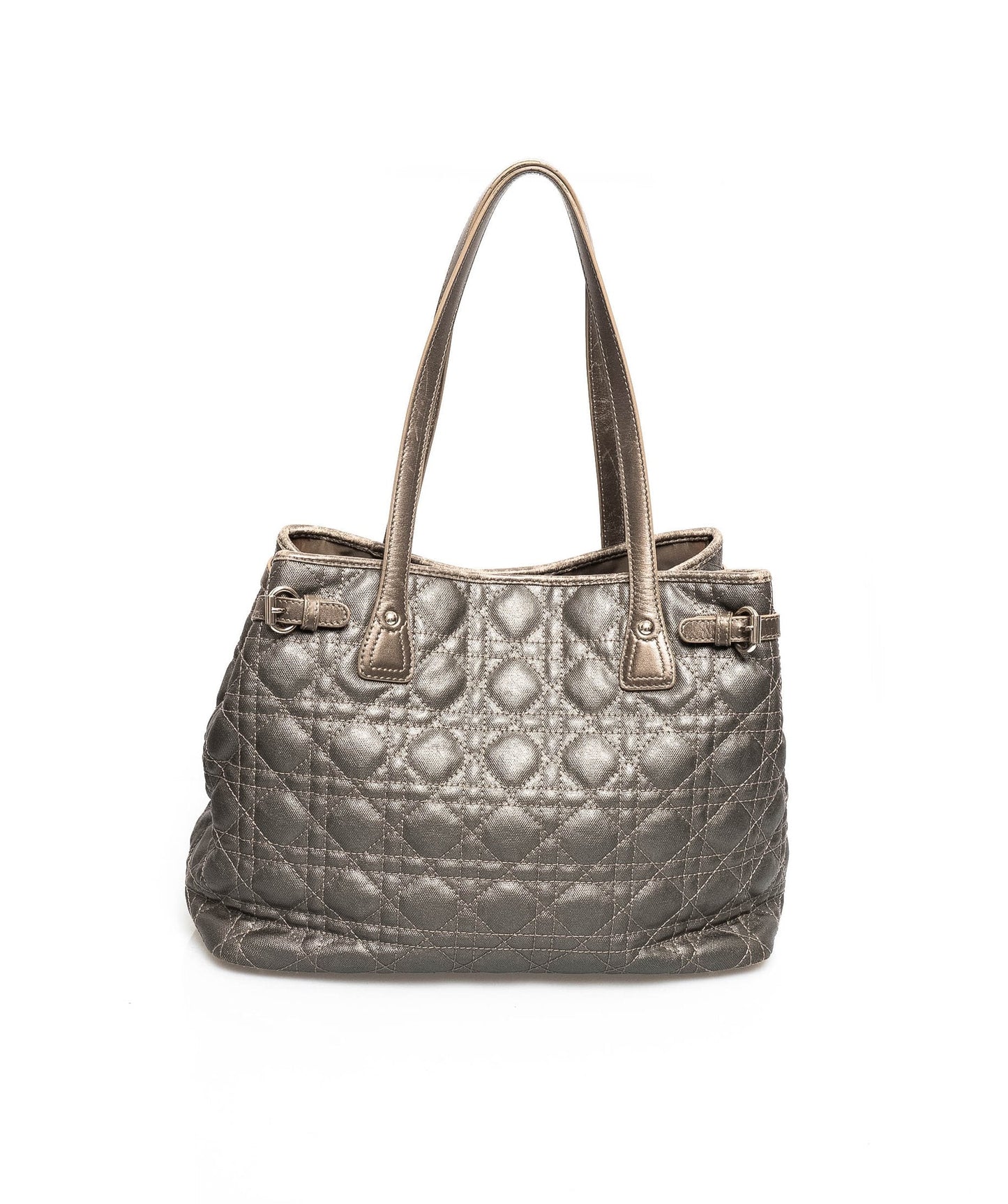Christian Dior Cannage Grey Canvas Top handle Tote Bag PHW - AGL1349