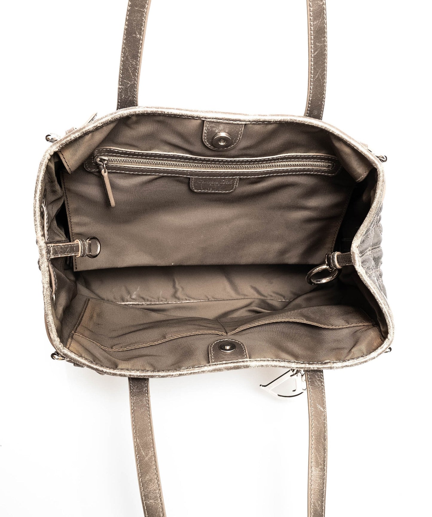 Christian Dior Cannage Grey Canvas Top handle Tote Bag PHW - AGL1349