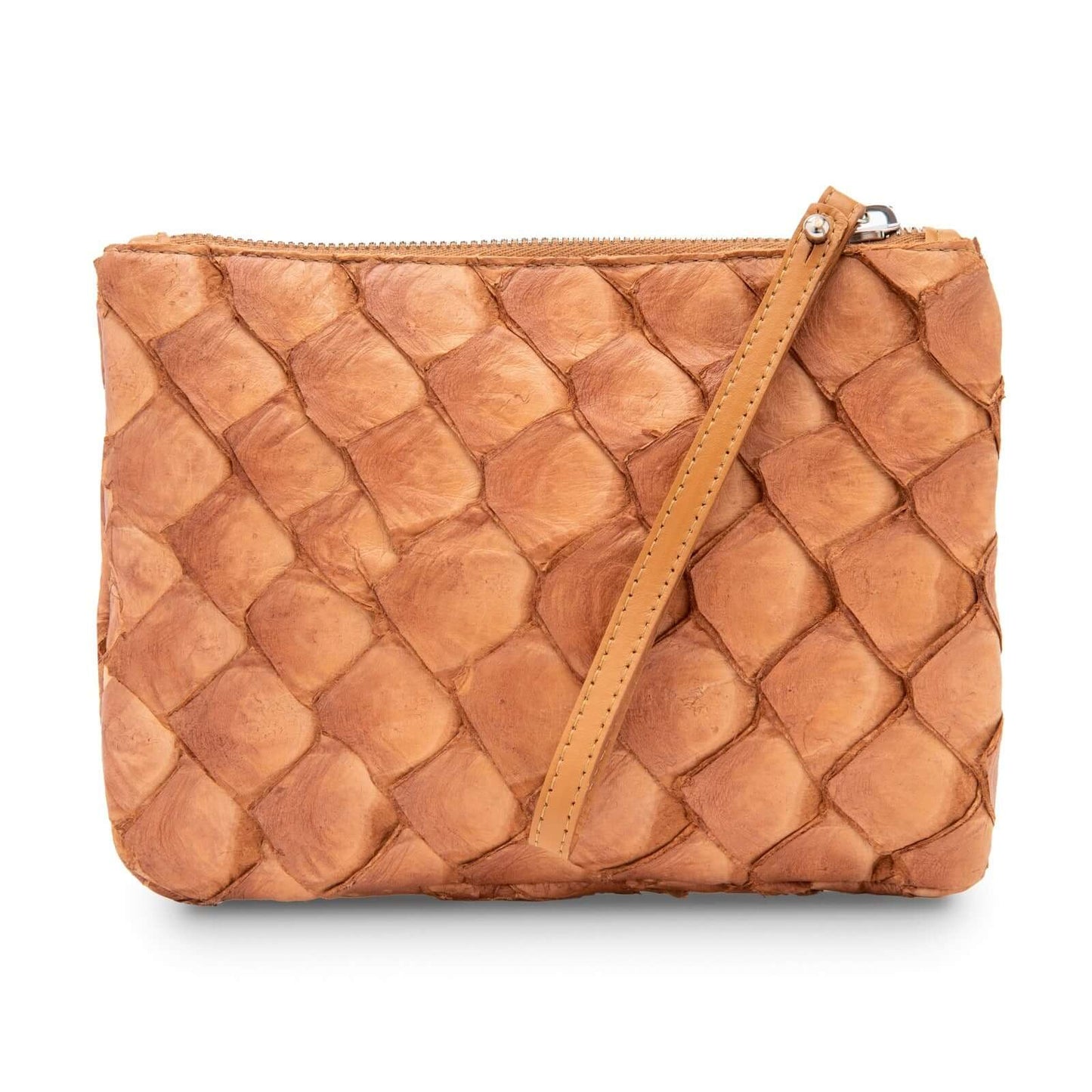 Rio Beach Bag - Cognac Pirarucu and Camel Raffia