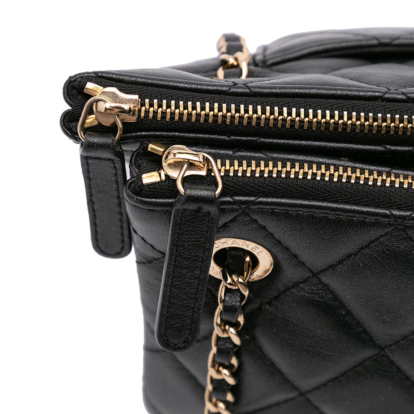 Chanel Quilted Lambskin Double Case with Chain Black