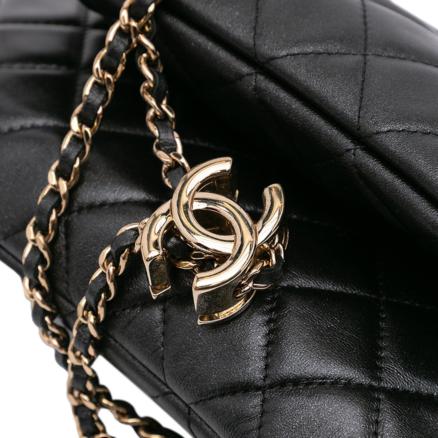 Chanel Quilted Lambskin Double Case with Chain Black
