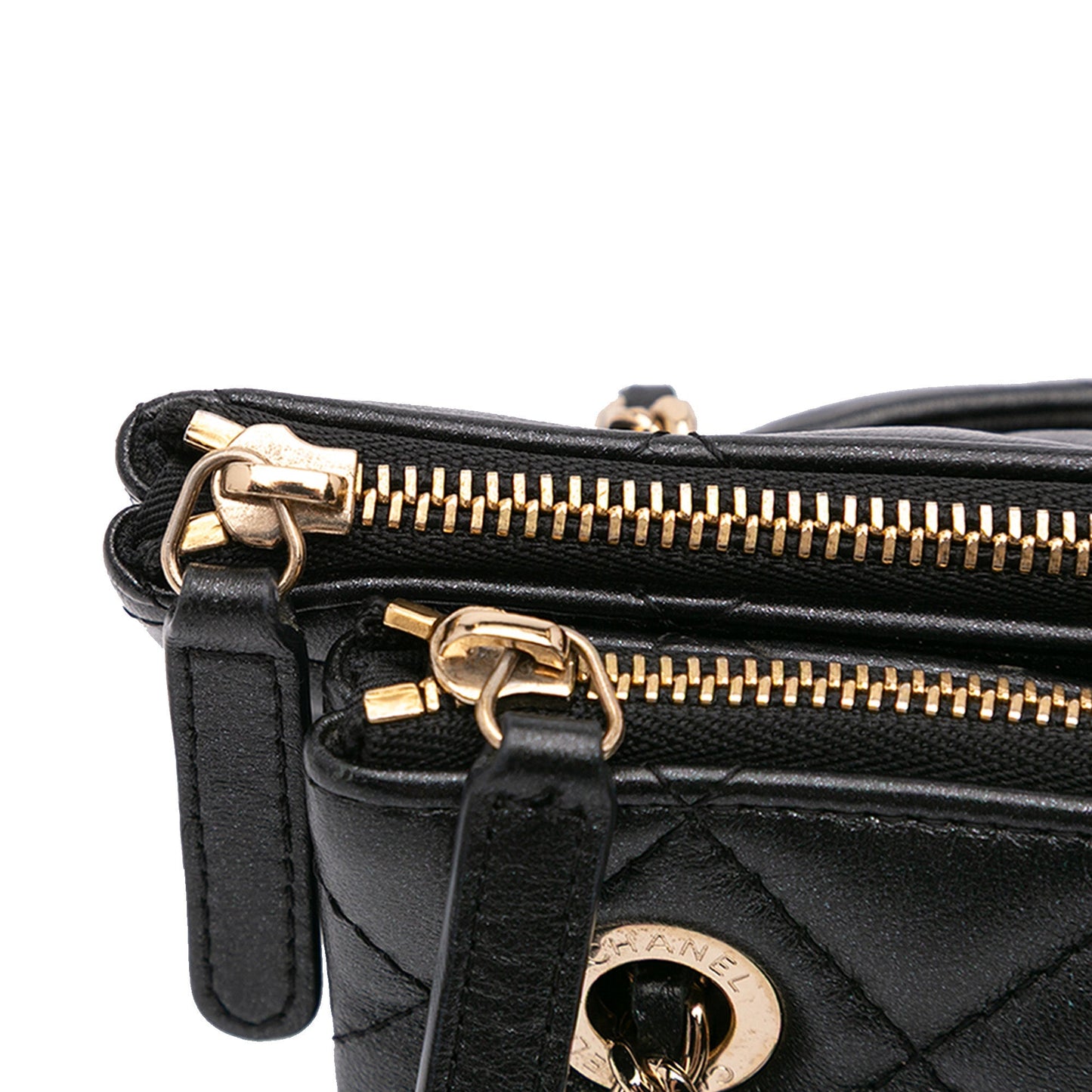Chanel Quilted Lambskin Double Case with Chain Black