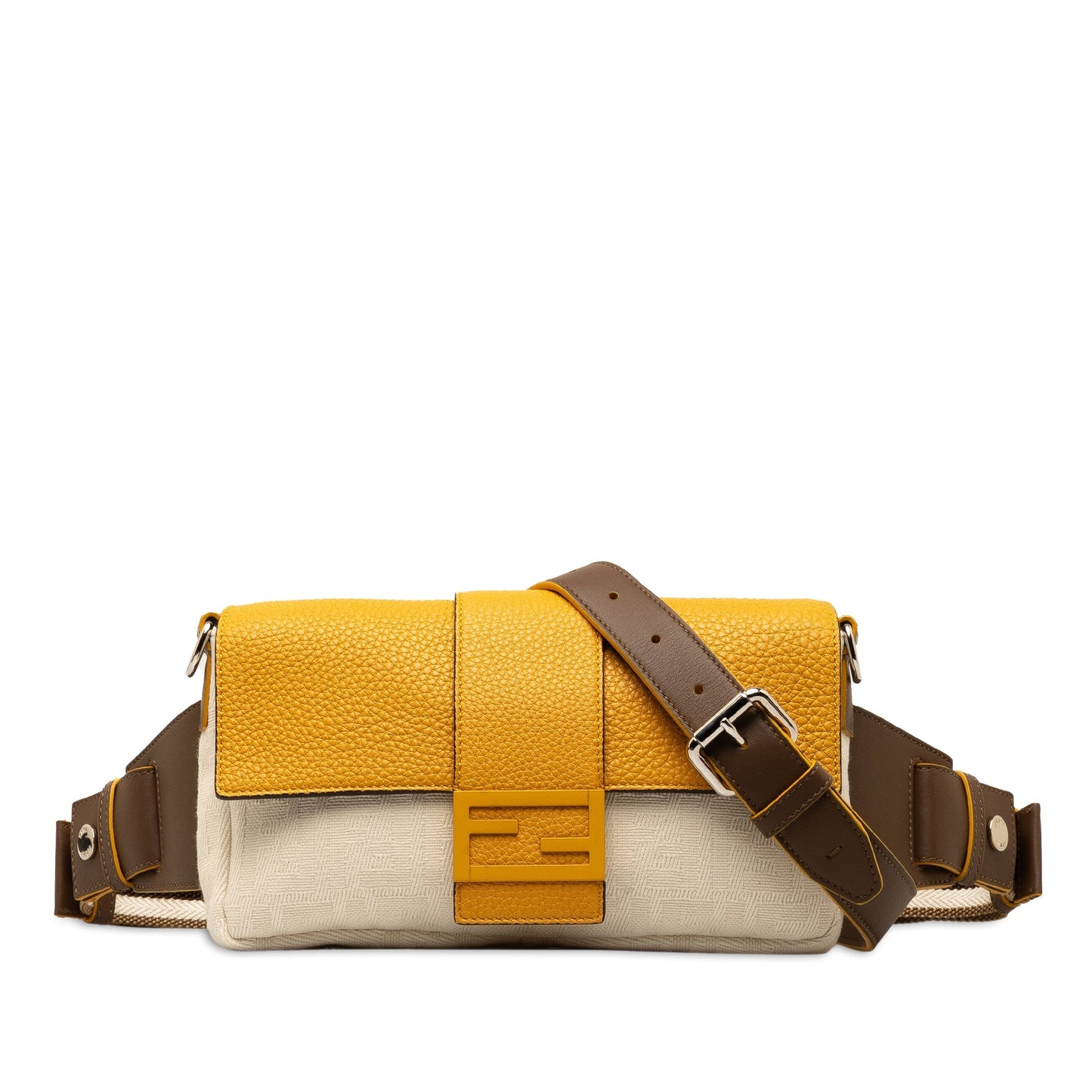 Fendi Zucca Canvas and Leather Convertible Baguette Brown