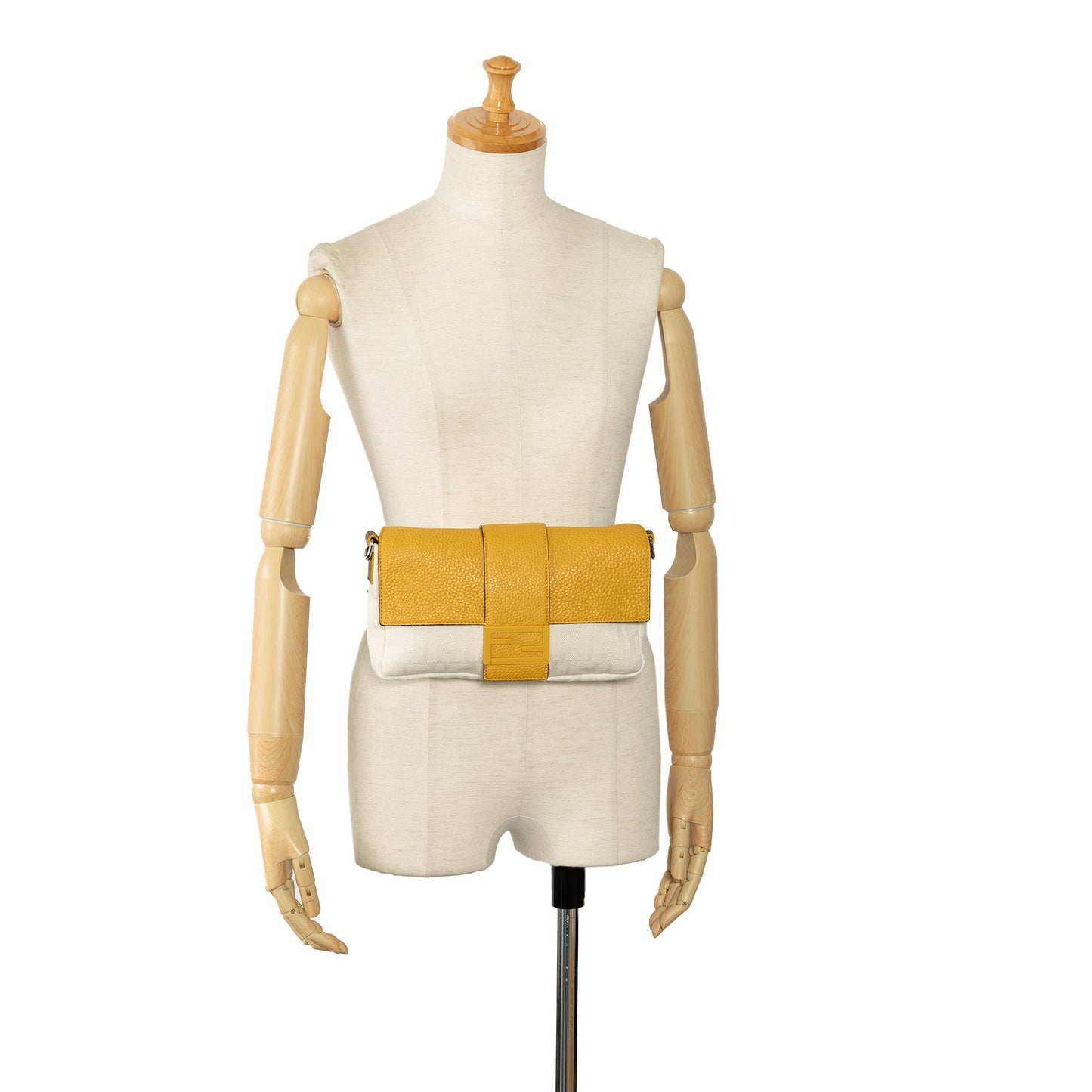 Fendi Zucca Canvas and Leather Convertible Baguette Brown