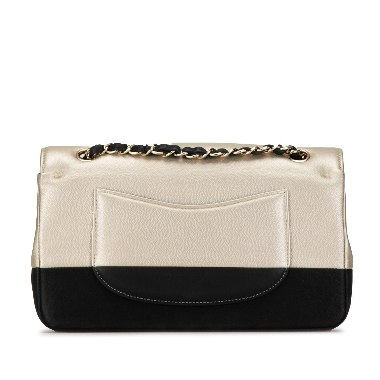 Chanel Medium Classic Bicolor Caviar Double Flap Silver