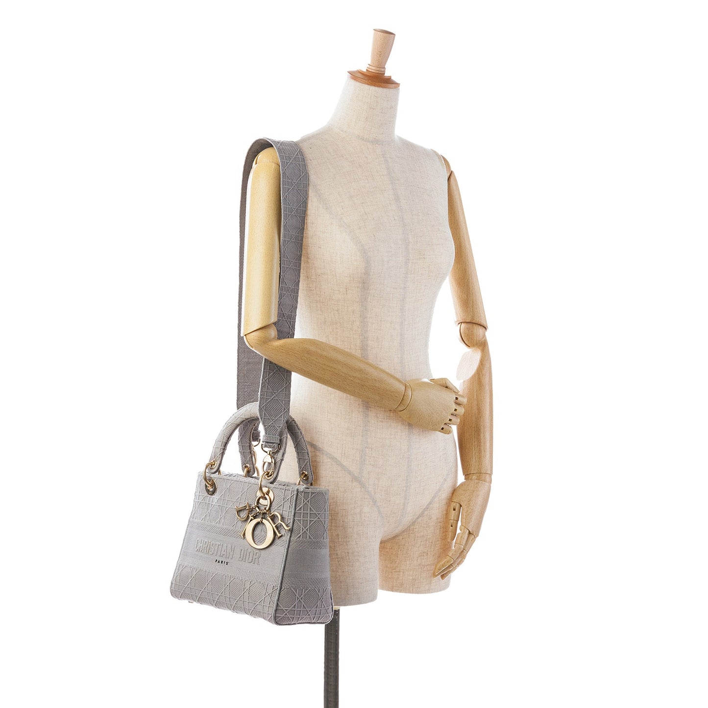 Dior Medium Canvas Cannage Lady D Lite Gray