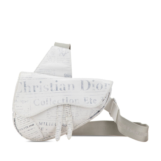 Dior Daniel Arsham Newspaper Print Saddle Bag White