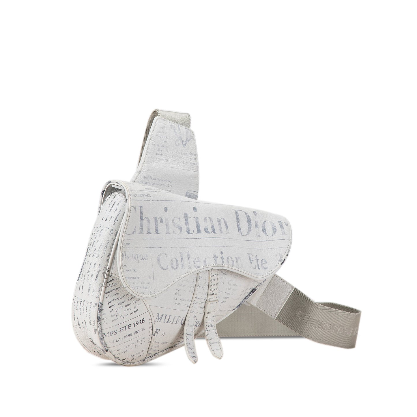 Dior Daniel Arsham Newspaper Print Saddle Bag White