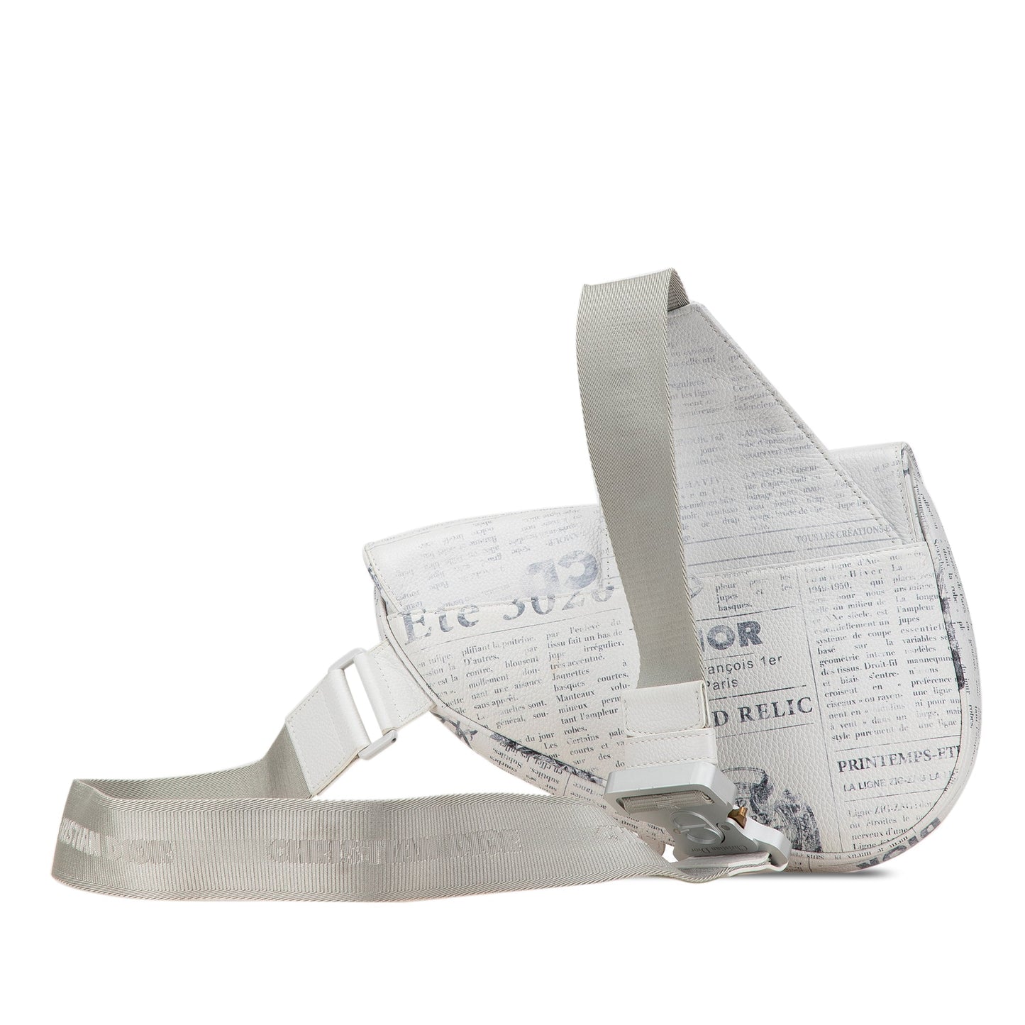 Dior Daniel Arsham Newspaper Print Saddle Bag White